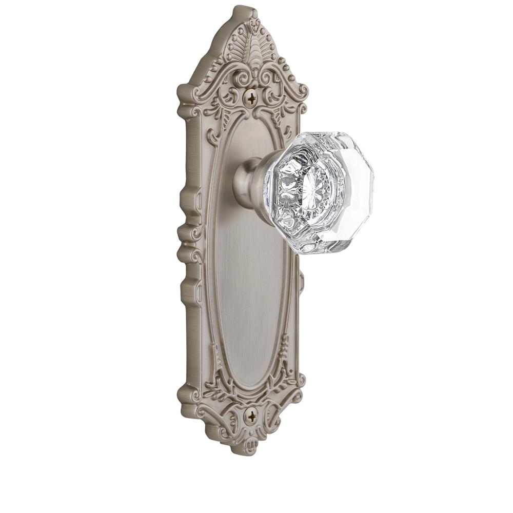 Grandeur by Nostalgic Warehouse GVCCHM Privacy Knob - Grande Victorian Plate with Chambord Crystal Knob in Satin Nickel